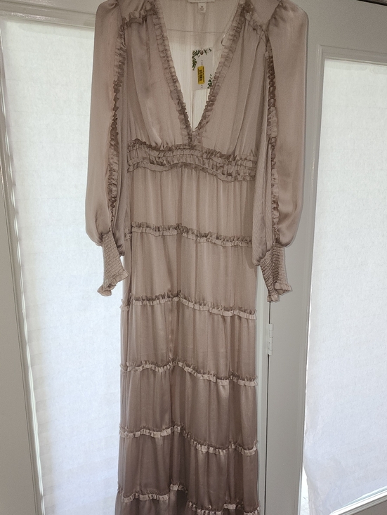 Chelsea & Violet Dresses & Skirts - Chelsea & Violet Taupe Ruffle-Tier Maxi Dress